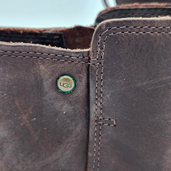 UGG Australia Orion Brown Leather Biker Moto  Boots Women 7.5 S0066 - Picture 6 of 11